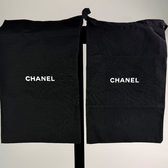 Chanel Black Dust Bags 12.5"x7.5" Pair | Authentic 2020s Logo Cotton Storage - Picture 1 of 7
